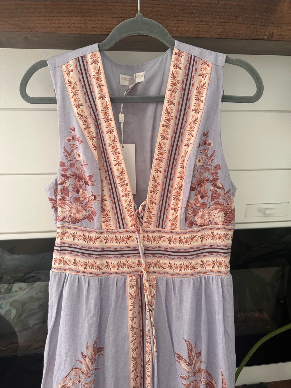 Caroline Constas Lavender Floral Maxi Dress with V-Neck - Picture 4 of 9